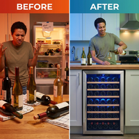 15 In. Single Zone 30-Wine Bottles Beverage and Wine Cooler Wine Cooler in Black — Before & After