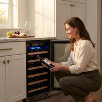 15 In. Single Zone 30-Wine Bottles Beverage and Wine Cooler Wine Cooler in Black — Lifestyle
