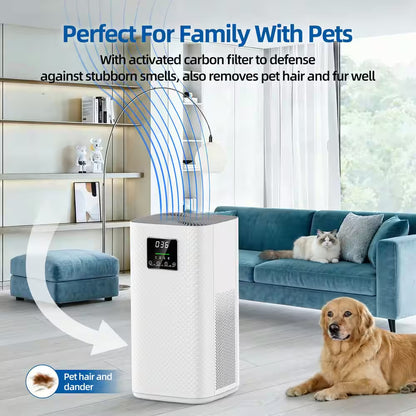 2,950 Sq. Ft. H13 True HEPA Room Air Purifier-Wi-Fi Control, Variable Speed-Auto Mode, Negative Ion, 20 Db Quiet (White)