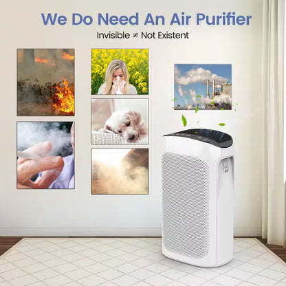495 Sq. Ft. 3-Speed HEPA - True Portable Console Air Purifier in Whites,With Timer and Ultra-Quiet Sleep Mode