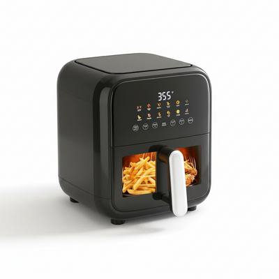 12 QT Air Fryer Toaster Oven, View Windows and Timer with 10 Preset Cooking Modes, MAX 400℉ for Crispy, 85% Less Oil, Fast Roast, Preheat, Shake, Bake