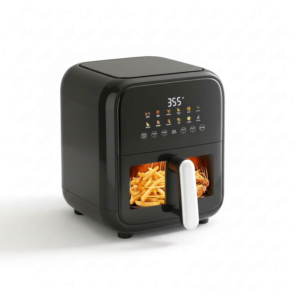 12 QT Air Fryer Toaster Oven, View Windows and Timer with 10 Preset Cooking Modes, MAX 400℉ for Crispy, 85% Less Oil, Fast Roast, Preheat, Shake, Bake