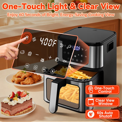 Air Fryer, 7.5QT Air Fryer Oven Oilless Cooker, 10-In-1 Hot Air Fryers with Digital LED Touch Screen, 10 Preset Cookings, Dishwasher-Safe Basket, Including Air Fryer Paper Liners 100PCS